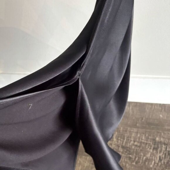 Anthropologie Women Shoulder Strap Shiny look Slip Satin Long Dress Black Size S - Picture 8 of 9
